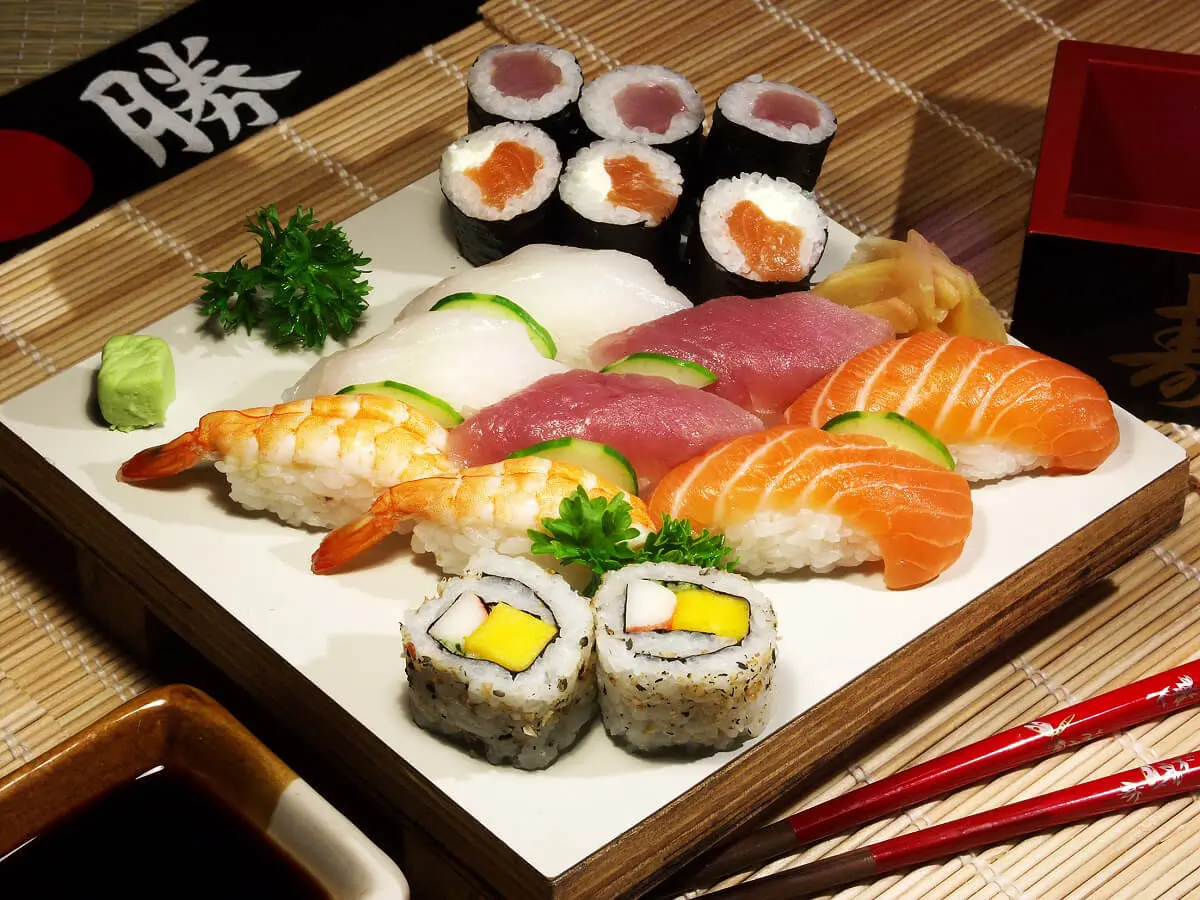 Seafood Sashimi Platter features an assortment of fresh sashimi including salmon at Hokkaido Sushi & Ramen, a Japanese restaurant in Vancouver