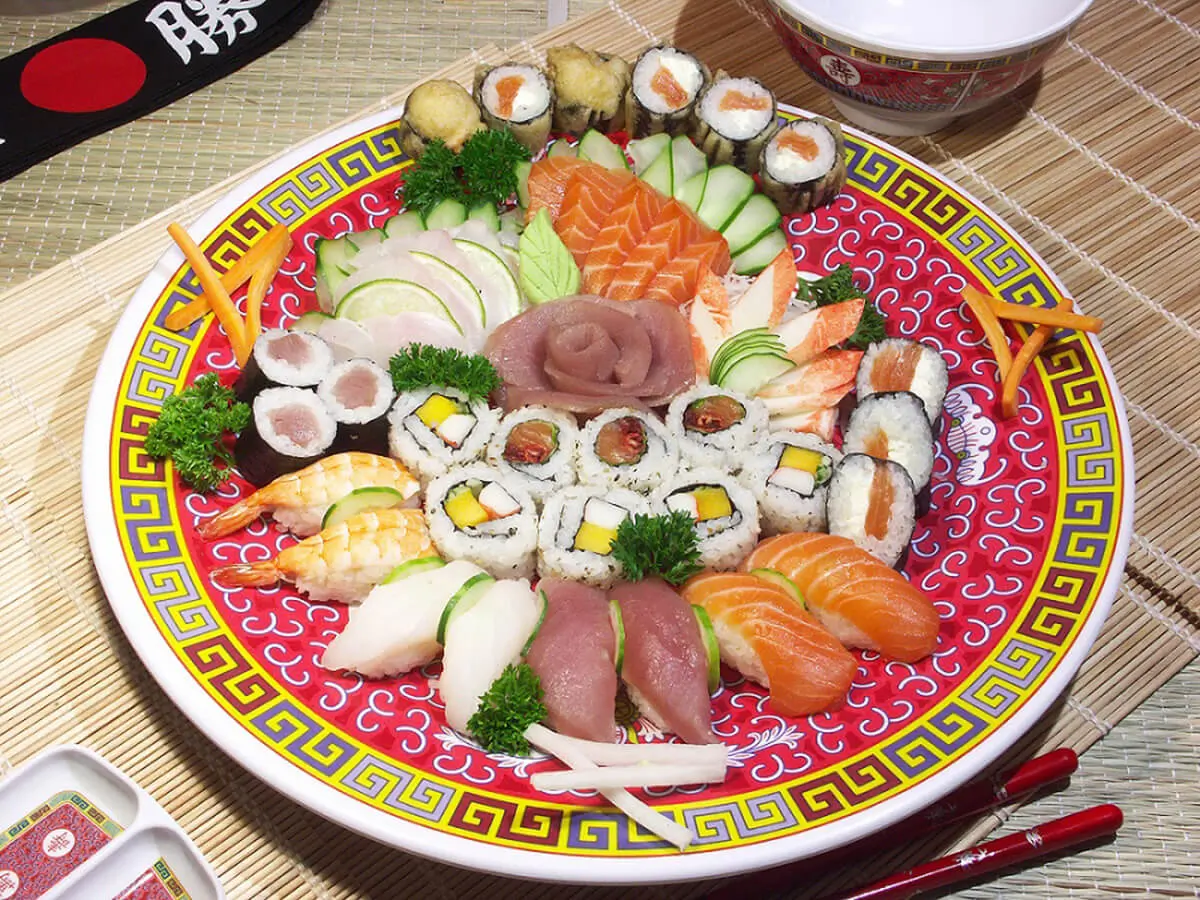 Sushi and Sashimi Combination Platter presents a variety of sushi rolls and sashimi at Hokkaido Sushi & Ramen, a Japanese restaurant in Vancouver